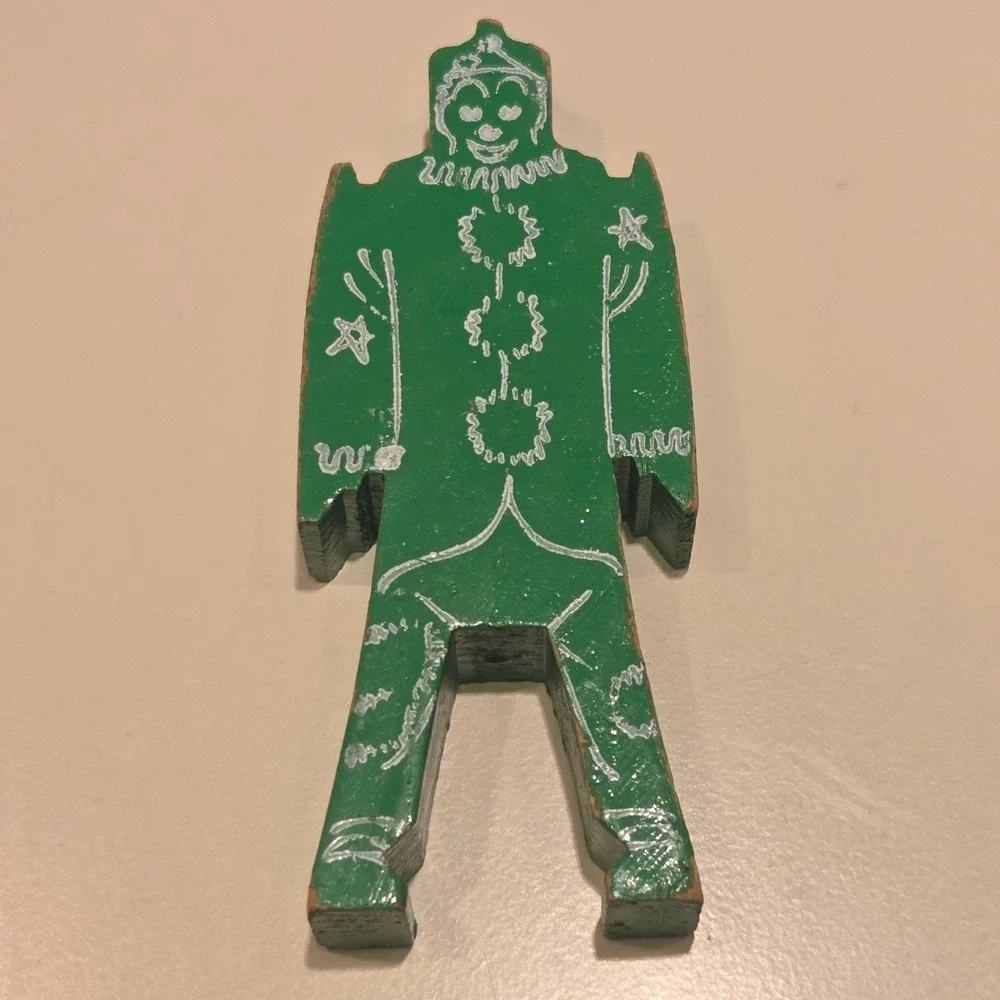 Vintage Bill Ding Handmade Wooden Balancing Toy Figure‎ Green
